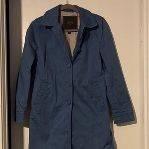 Coach Blue Mid-Length Single-Breasted Trench Coat size S